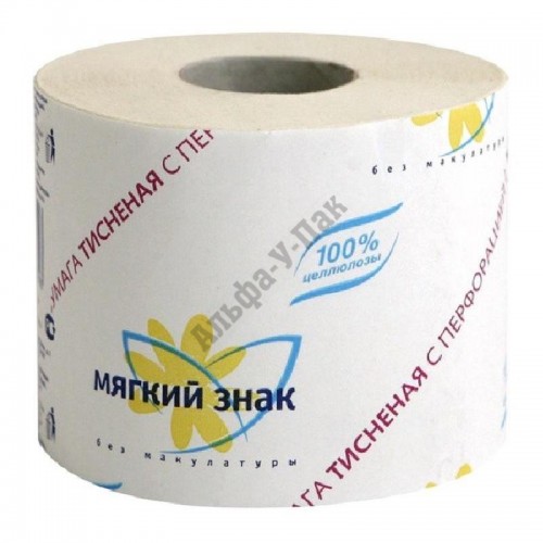 Туалетная бумага Мягкий знак 1-слойная белая (72 рулона в упаковке)