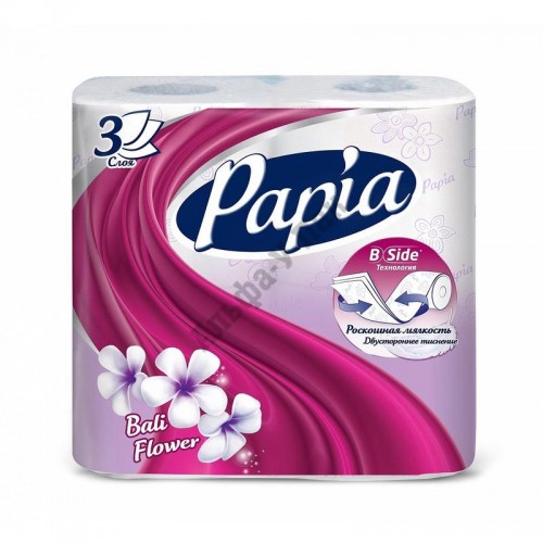 Туалетная бумага Papia 3-слойная белая (4 рулона в упаковке)