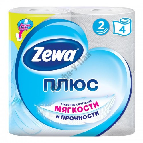 Туалетная бумага Zewa Плюс 2-слойная белая (4 рулона в упаковке)